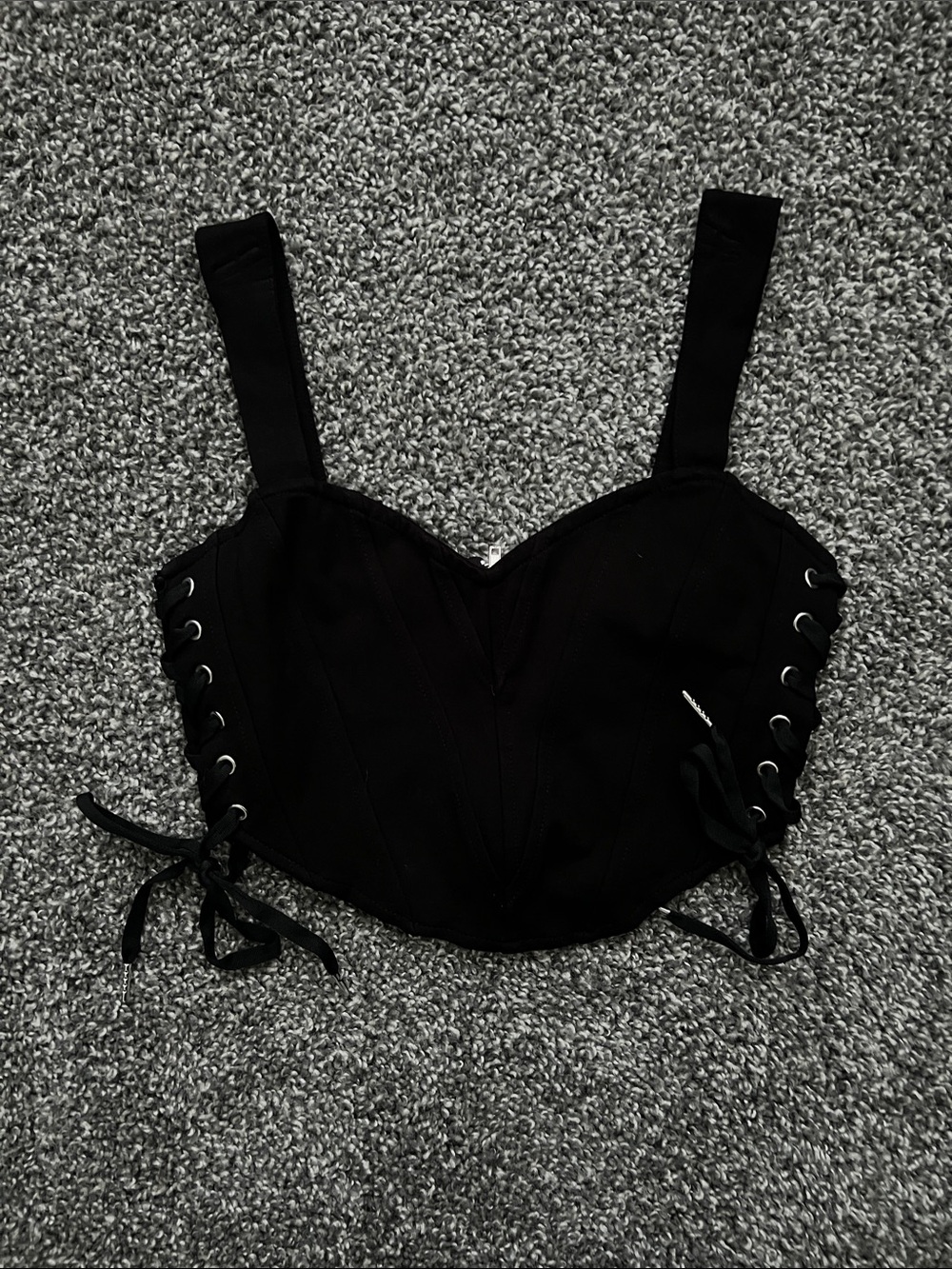 Forever 21 Black Lace-Up Bustier Crop Top